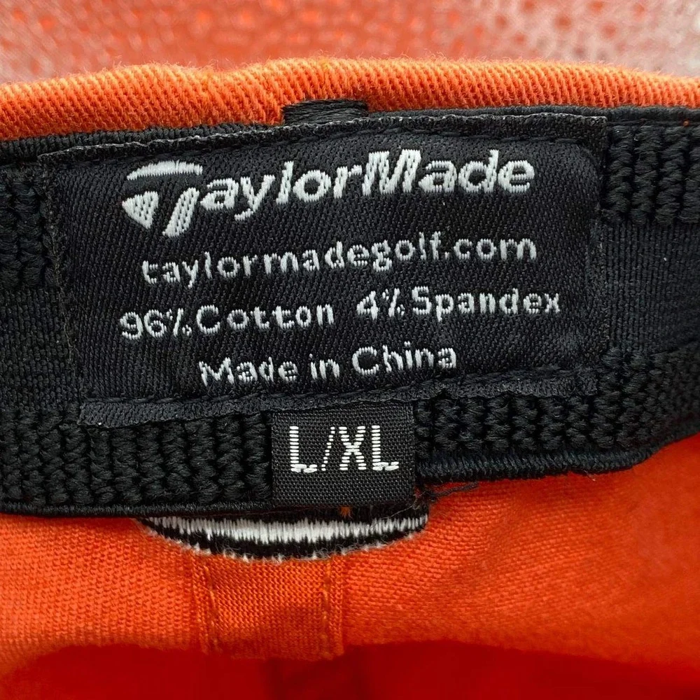 TaylorMade Golf Hat Men L/XL Orange Embroidered Logo Stretch‎ Fit Cap